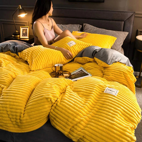 Flannel Solid Color Warm Coral Velvet Quilt Duvet Cover
