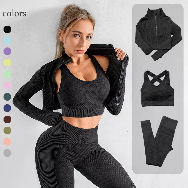 2/3PCS Seamless Women Workout Sportswear Gym Fitness Set