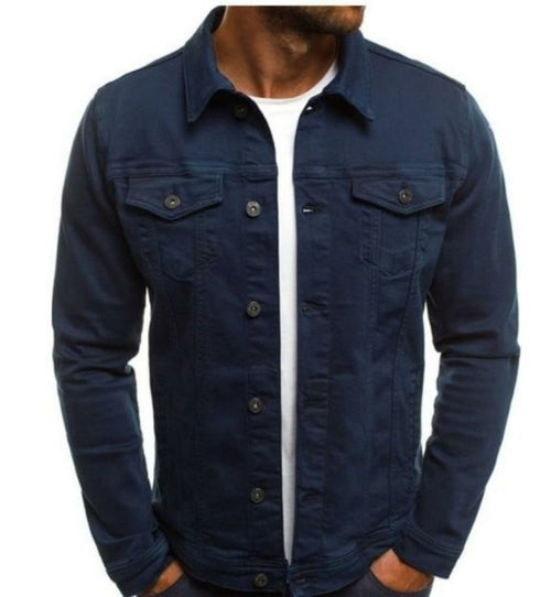 Mens Casual Dual Pocket Denim Jacket