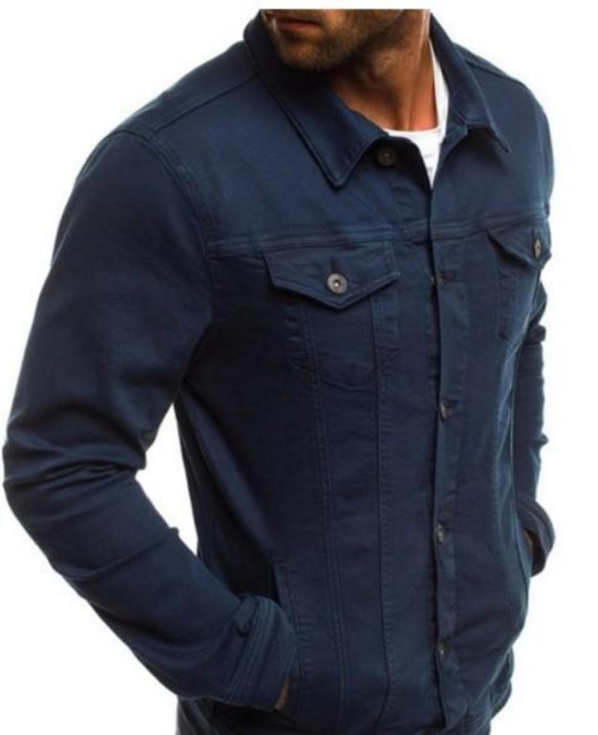 Mens Casual Dual Pocket Denim Jacket