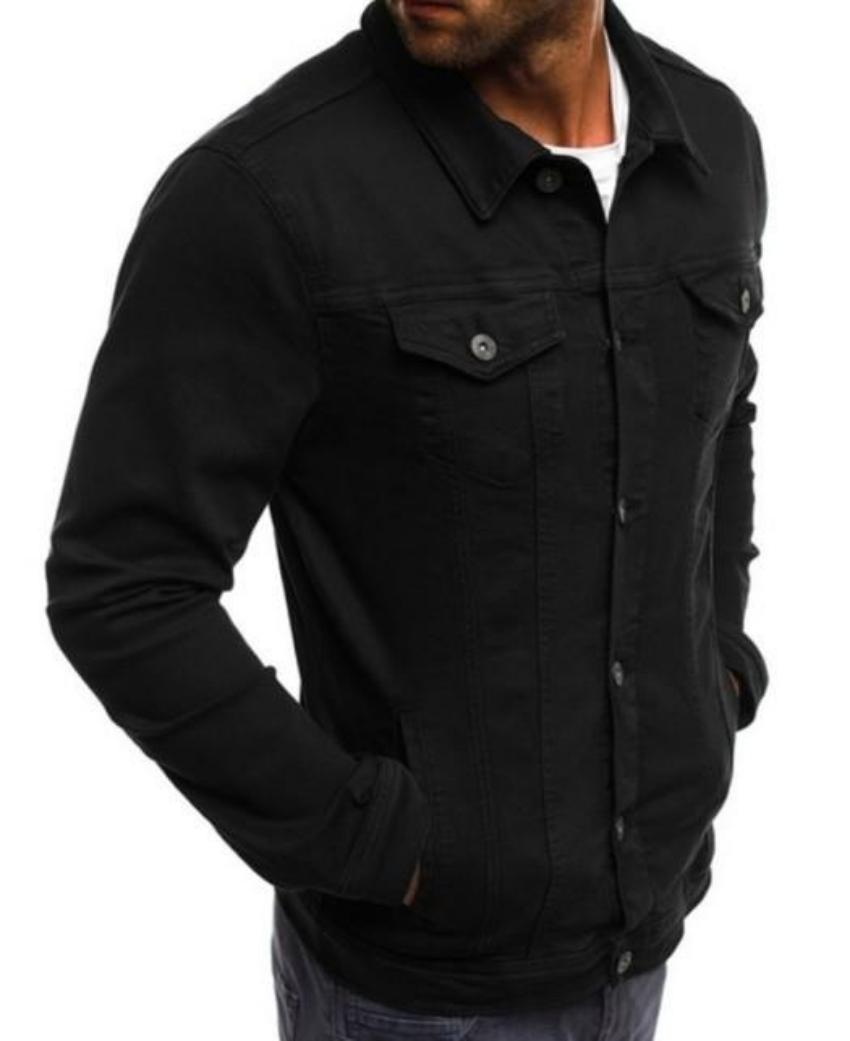 Mens Casual Dual Pocket Denim Jacket