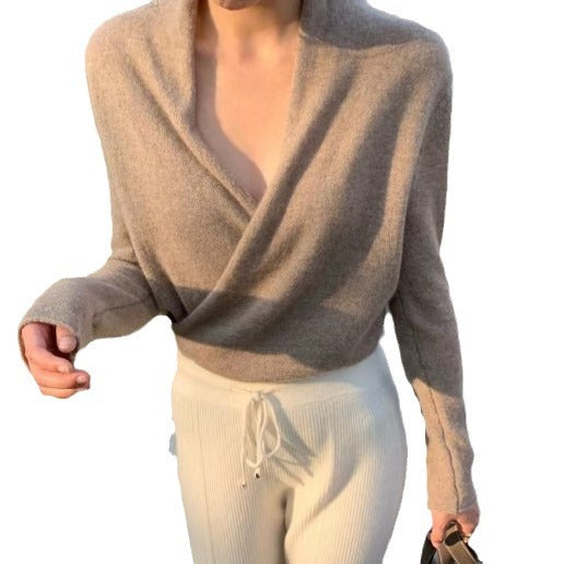Cash V-neck Knitwear Women's Pullover Sweater
