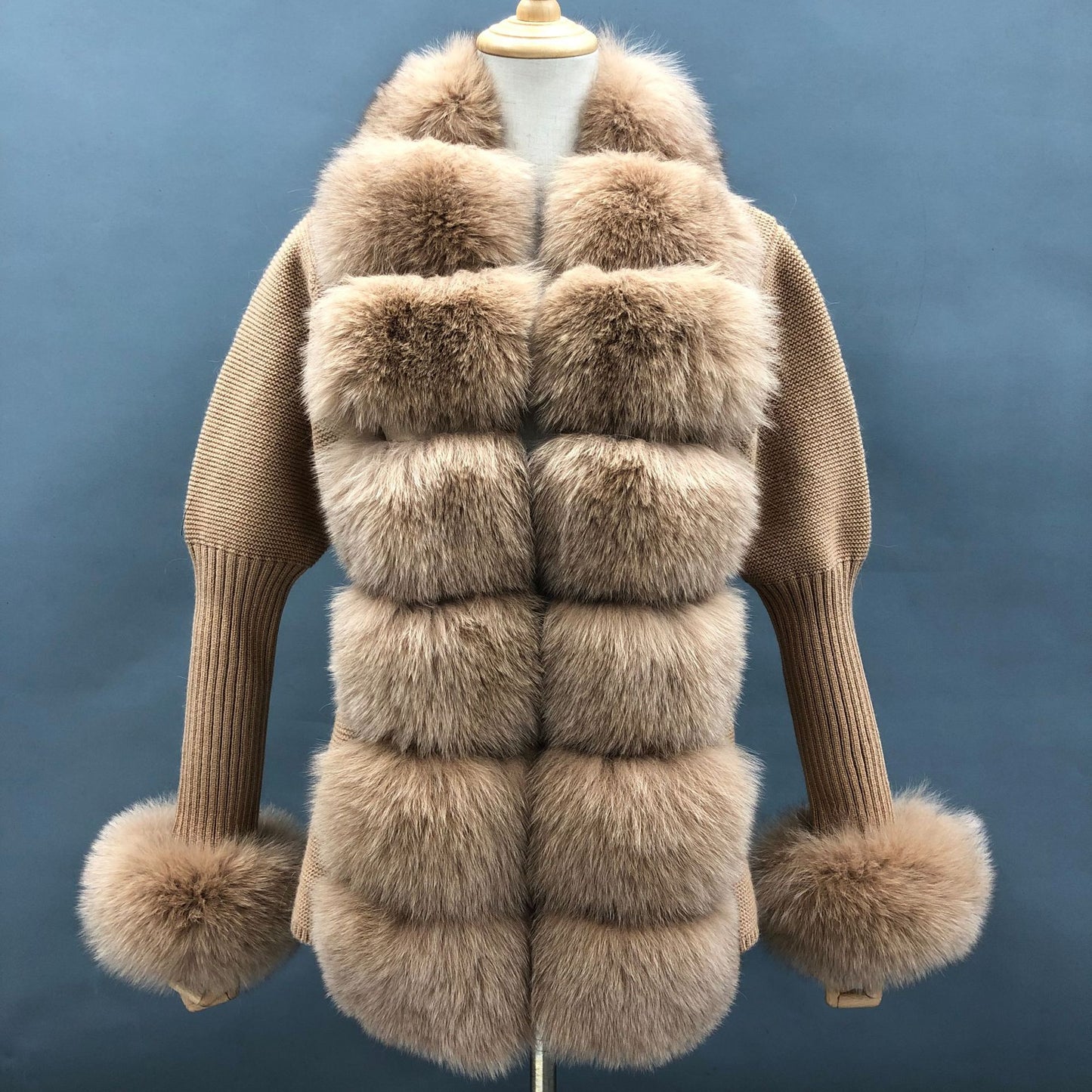 Solid Color Fox Placket Cuff Detachable Knitted Cardigan