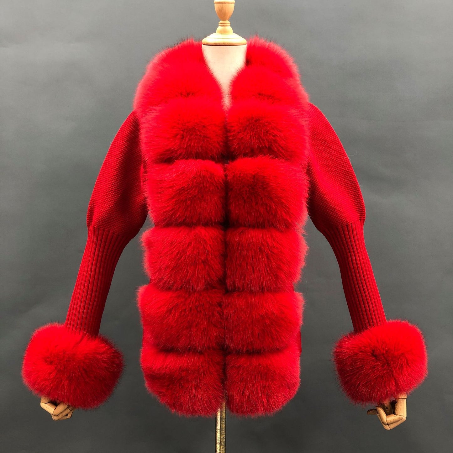Solid Color Fox Placket Cuff Detachable Knitted Cardigan