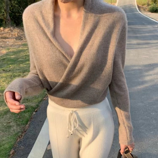 Cash V-neck Knitwear Women's Pullover Sweater