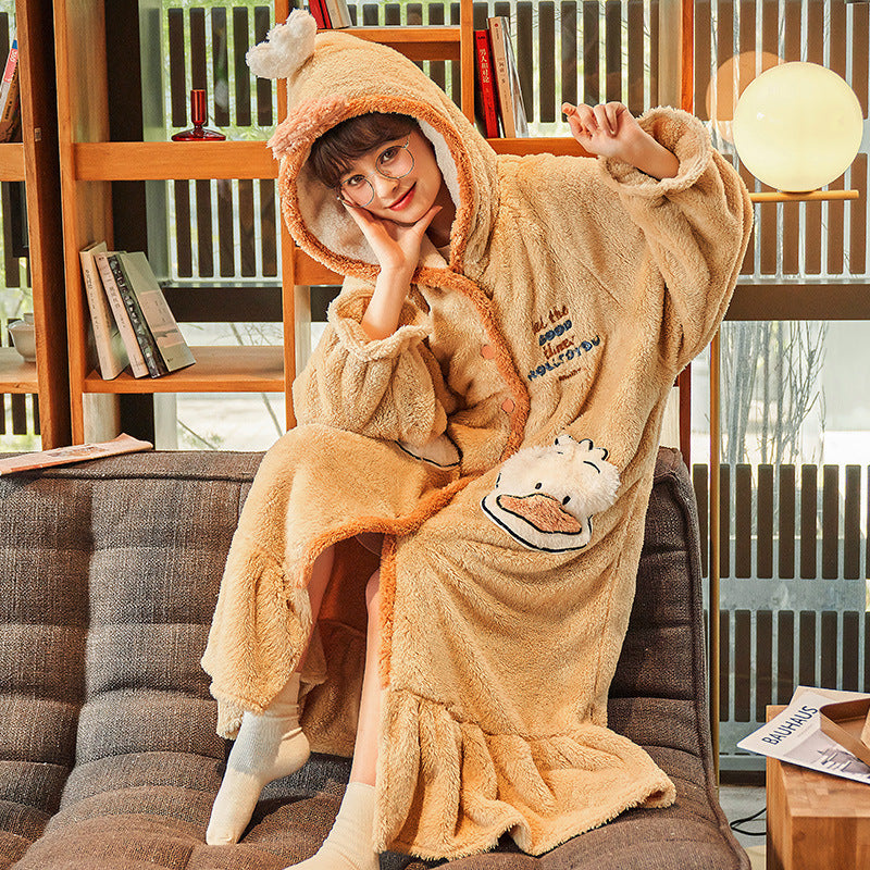 Women's Fashion Coral Fleece Fleece-lined Thickened Pajamas