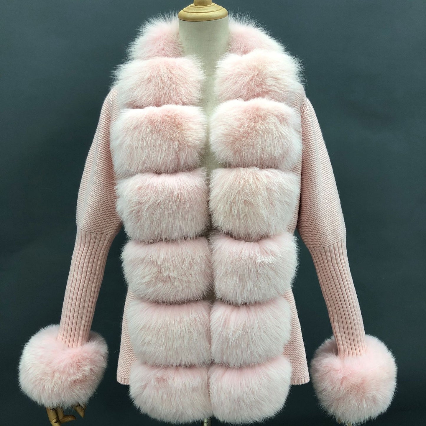 Solid Color Fox Placket Cuff Detachable Knitted Cardigan