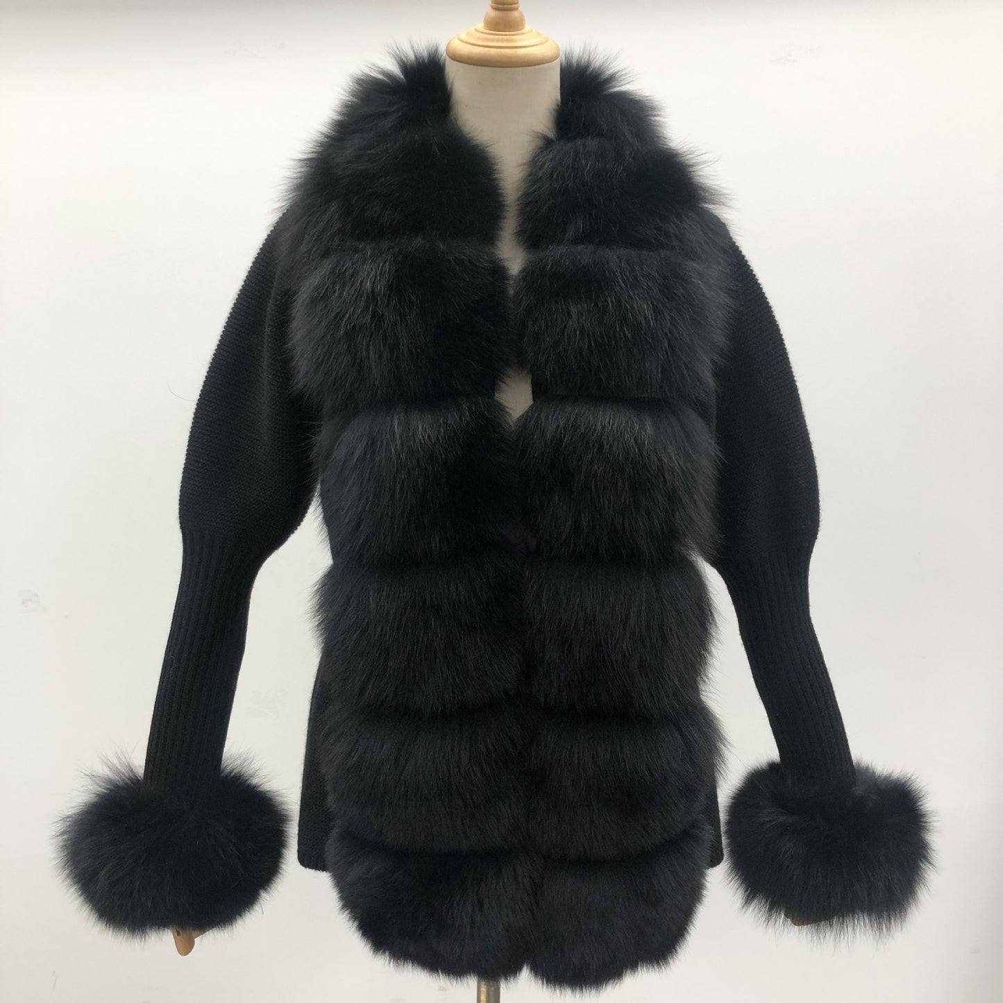Solid Color Fox Placket Cuff Detachable Knitted Cardigan