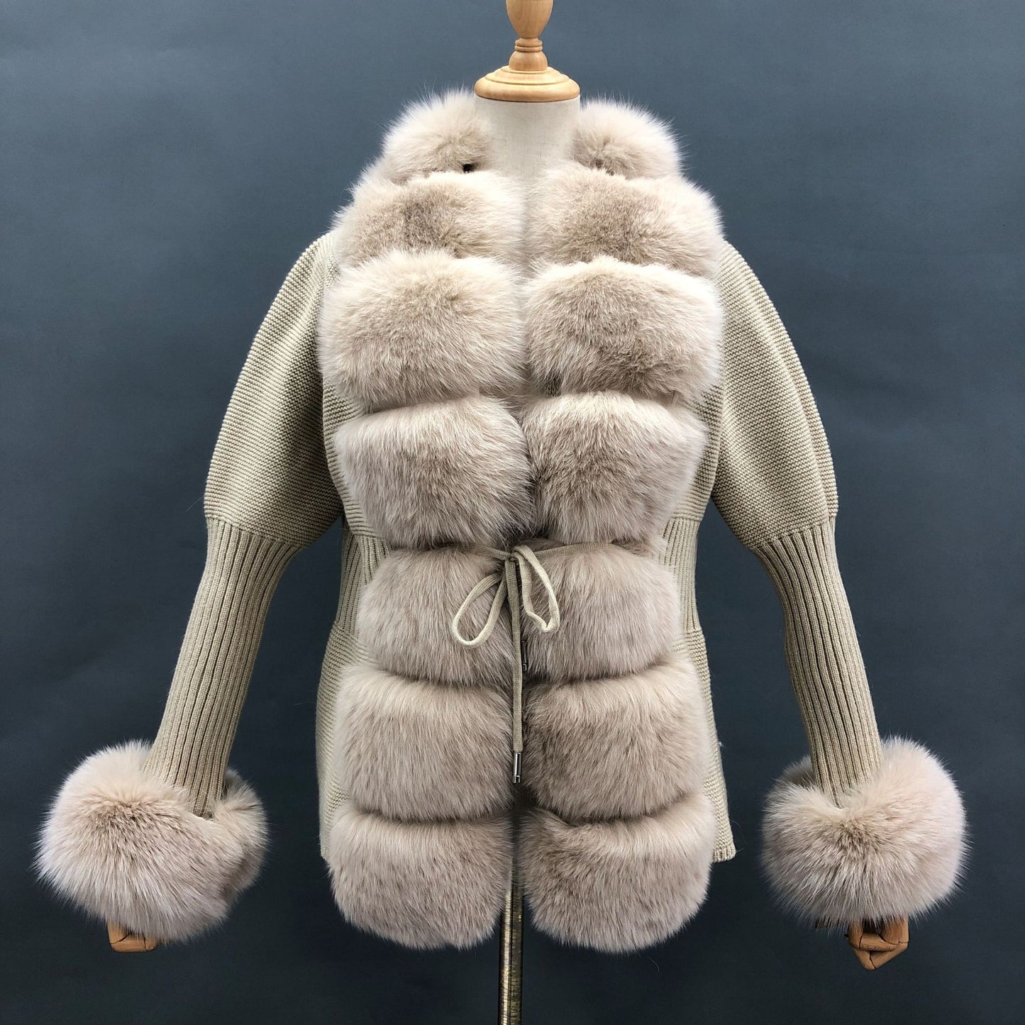 Solid Color Fox Placket Cuff Detachable Knitted Cardigan