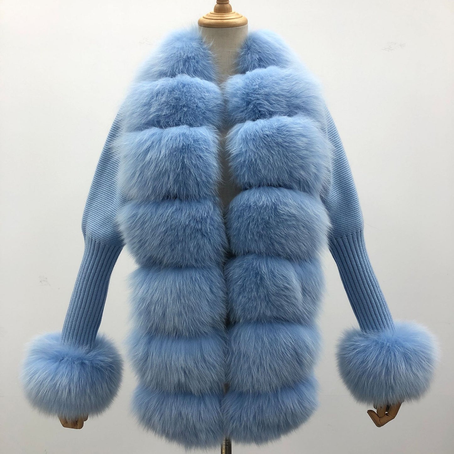 Solid Color Fox Placket Cuff Detachable Knitted Cardigan
