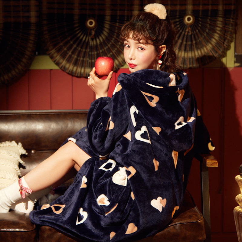 Women's Fashion Coral Fleece Fleece-lined Thickened Pajamas