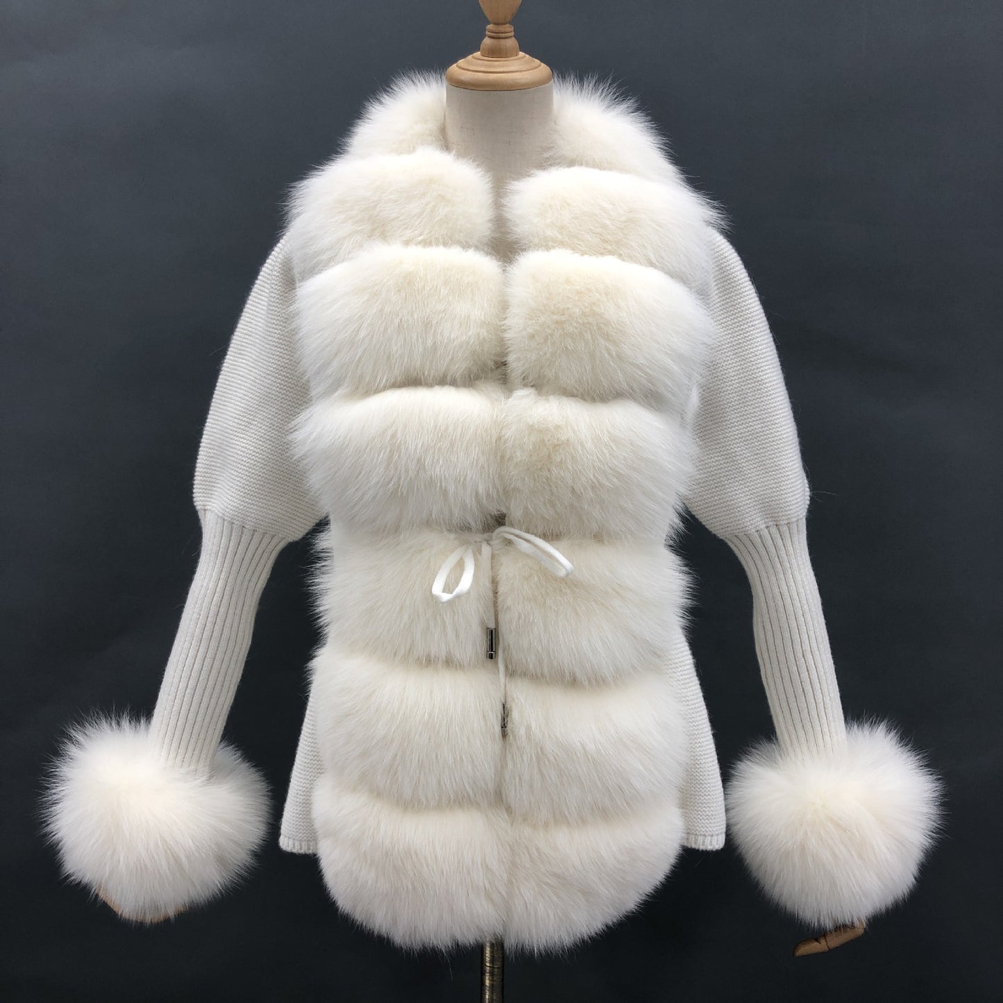 Solid Color Fox Placket Cuff Detachable Knitted Cardigan