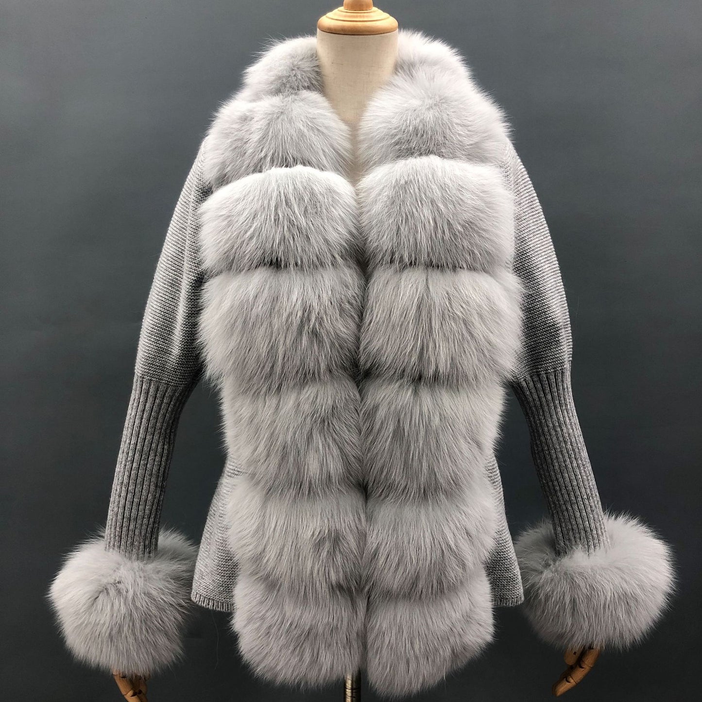 Solid Color Fox Placket Cuff Detachable Knitted Cardigan