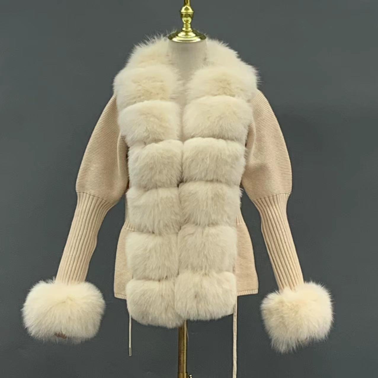 Solid Color Fox Placket Cuff Detachable Knitted Cardigan