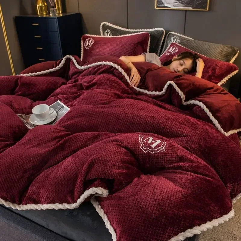 Winter Plush Thickened Super Warm Double Sided Duvet Cover