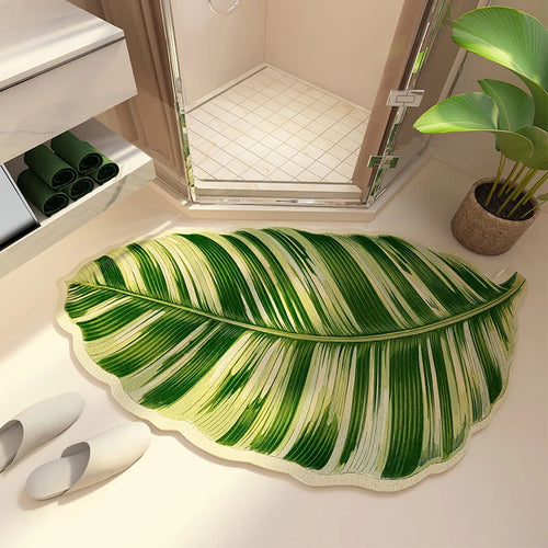 Super Absorbent Non Slip Leaf Shape Bath Mat