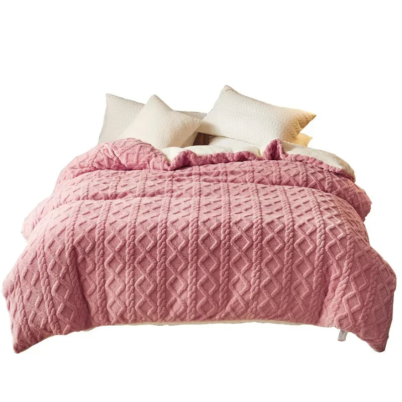 Dual Use Artificial Cashmere Duvet Cover Warm Plush Quilt Cover