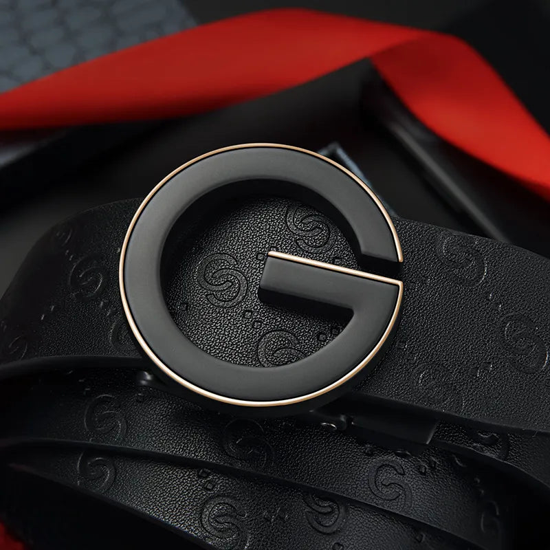 Men's New Genuine Leather Automatic Buckle Layer