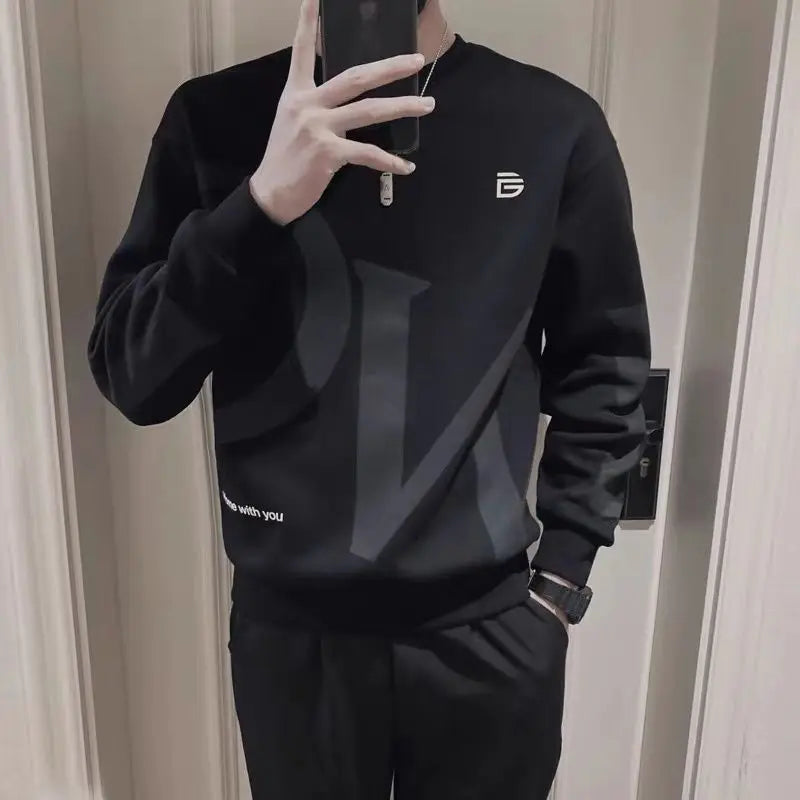 O-Neck All-match Printed Sweatshirt