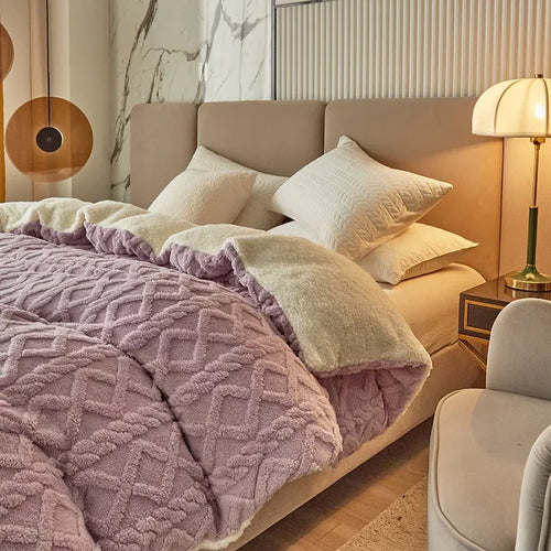 Dual Use Artificial Cashmere Duvet Cover Warm Plush Quilt Cover
