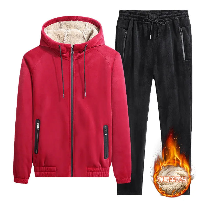 Hooded Fleece Sweatshirt+Pant 2-piece Tracksuit