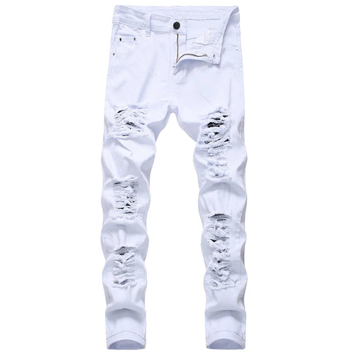 Men's Ruined Hole Denim Jeans