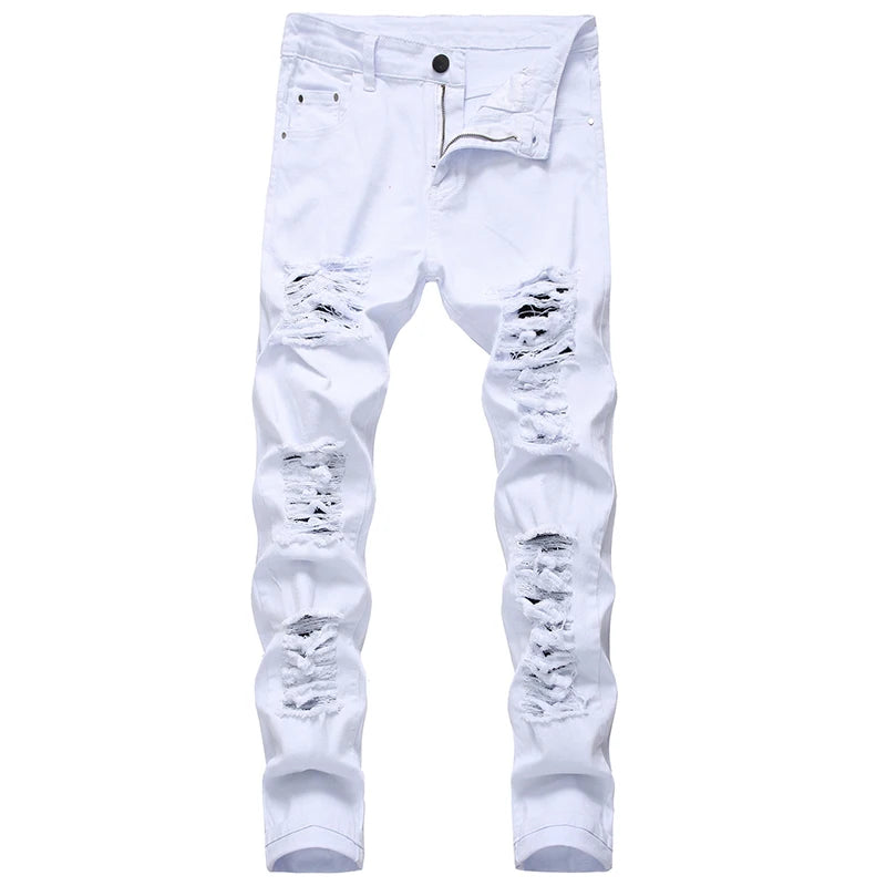 Men's Ruined Hole Denim Jeans