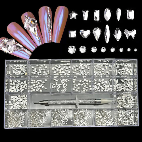 2800pcs Luxury Shiny Diamond Nail Art Rhinestones Crystal Decorations