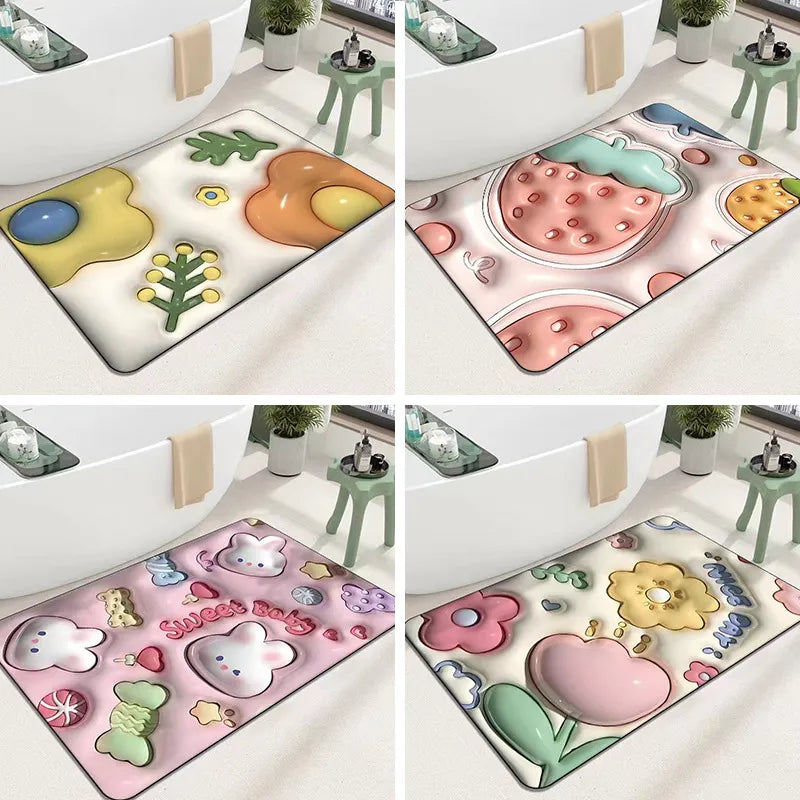 Soft Diatom Mud Carpet 3D Expansion Small Flower Floor Mat