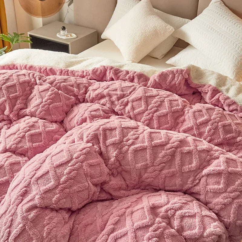 Dual Use Artificial Cashmere Duvet Cover Warm Plush Quilt Cover