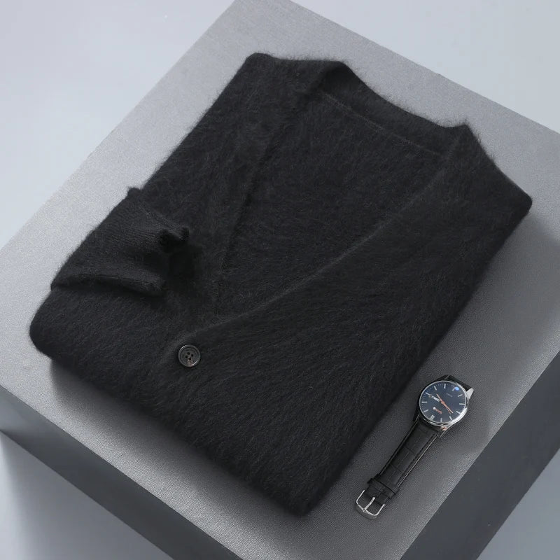 New Men's Cashmere Cardigan V-Neck Long Sleeved 2024 Button