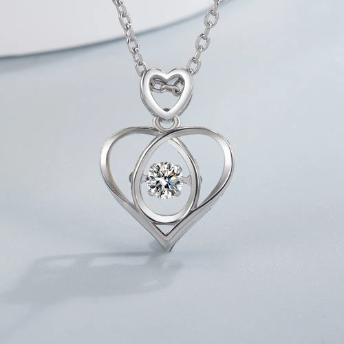 925 Sterling Silver Irregular Heart Moon Necklace