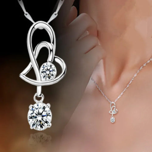 925 Sterling Silver Irregular Heart Moon Necklace