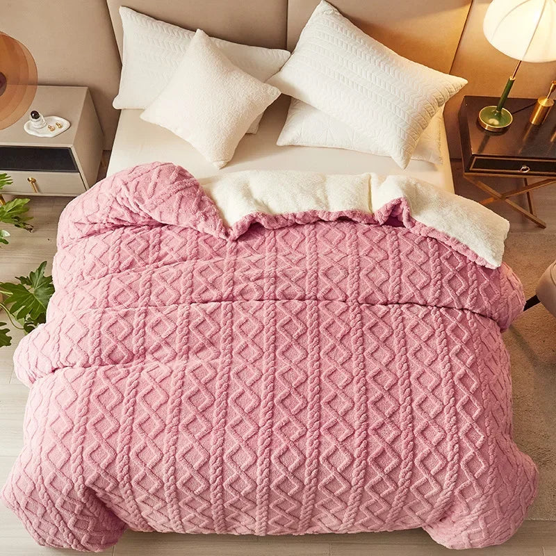 Dual Use Artificial Cashmere Duvet Cover Warm Plush Quilt Cover