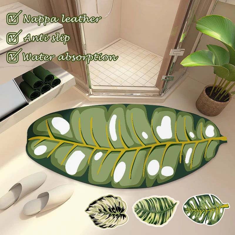Super Absorbent Non Slip Leaf Shape Bath Mat