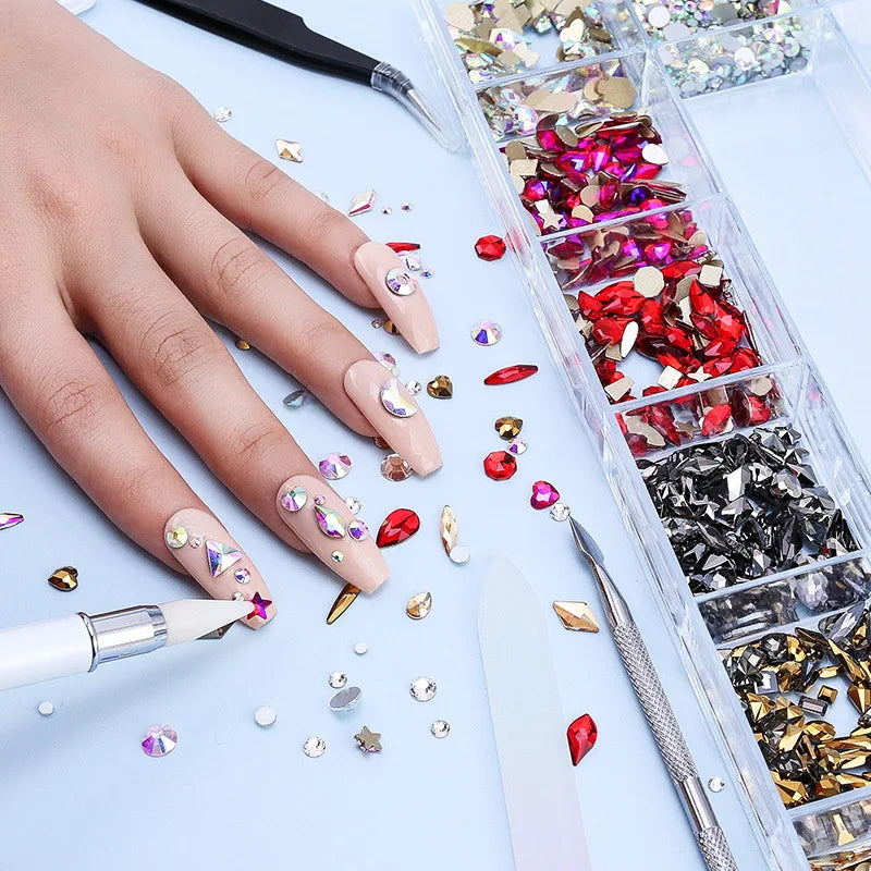 2800pcs Luxury Shiny Diamond Nail Art Rhinestones Crystal Decorations