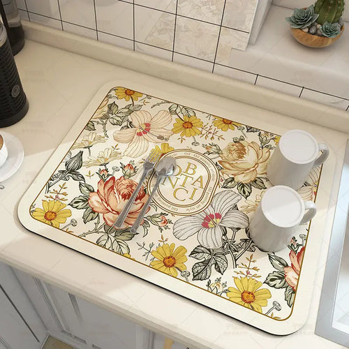 Large Kitchen Super Absorbent Diat. Dish Draining Mat
