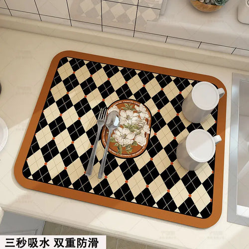 Large Kitchen Super Absorbent Diat. Dish Draining Mat