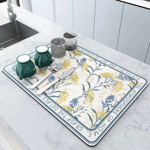 Large Kitchen Super Absorbent Diat. Dish Draining Mat