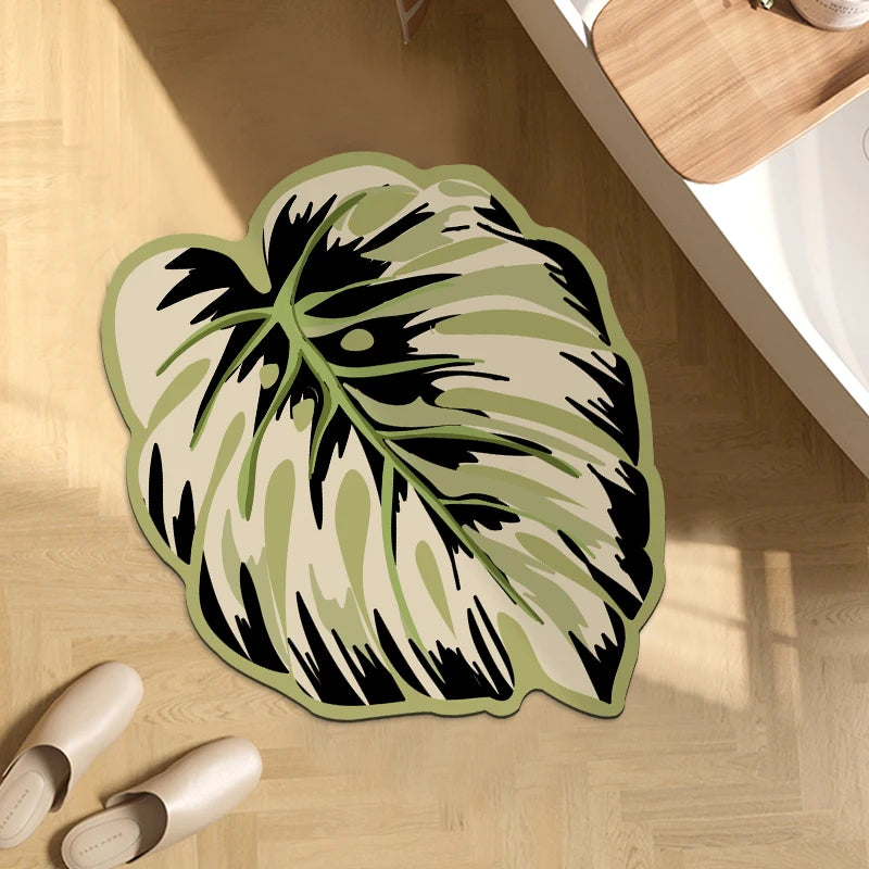 Super Absorbent Non Slip Leaf Shape Bath Mat