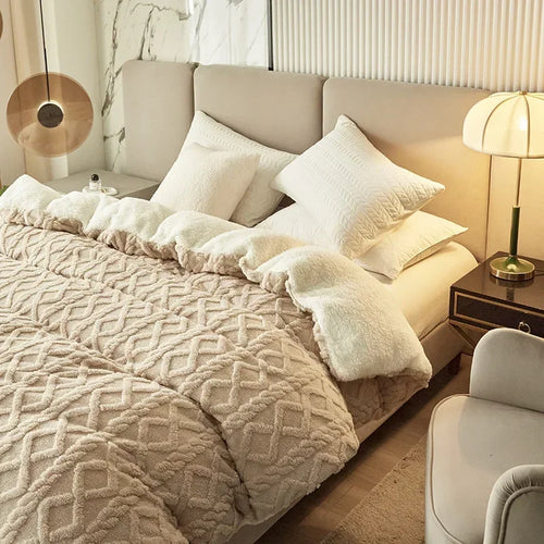 Dual Use Artificial Cashmere Duvet Cover Warm Plush Quilt Cover