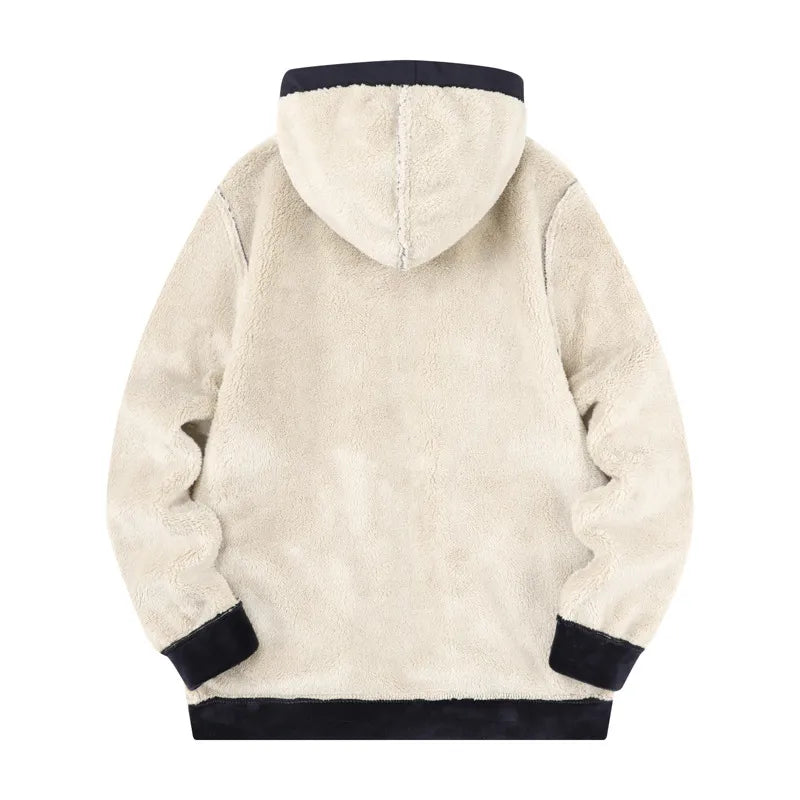 Male Thick Fleece Hooded Sport Zipper Tracksuit