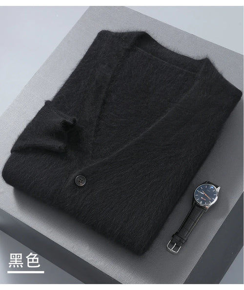New Men's Cashmere Cardigan V-Neck Long Sleeved 2024 Button