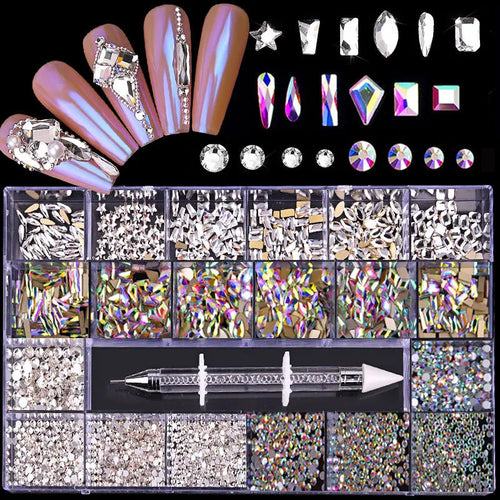 2800pcs Luxury Shiny Diamond Nail Art Rhinestones Crystal Decorations