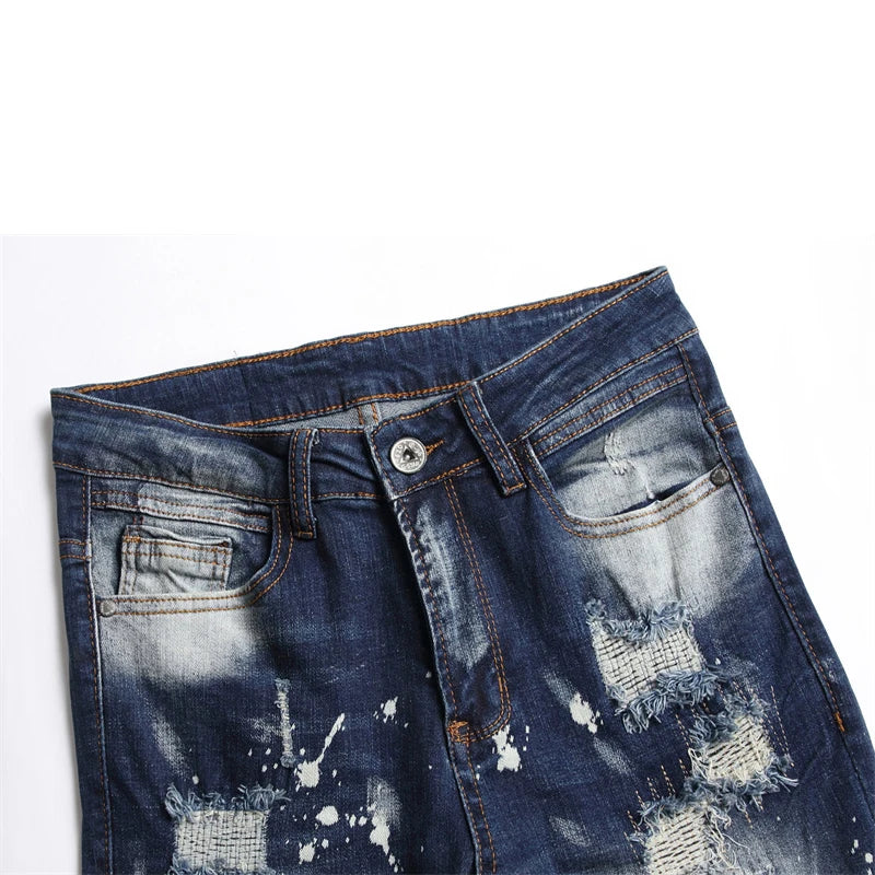 Homme Streetwear Ripped Boyfriend Denim