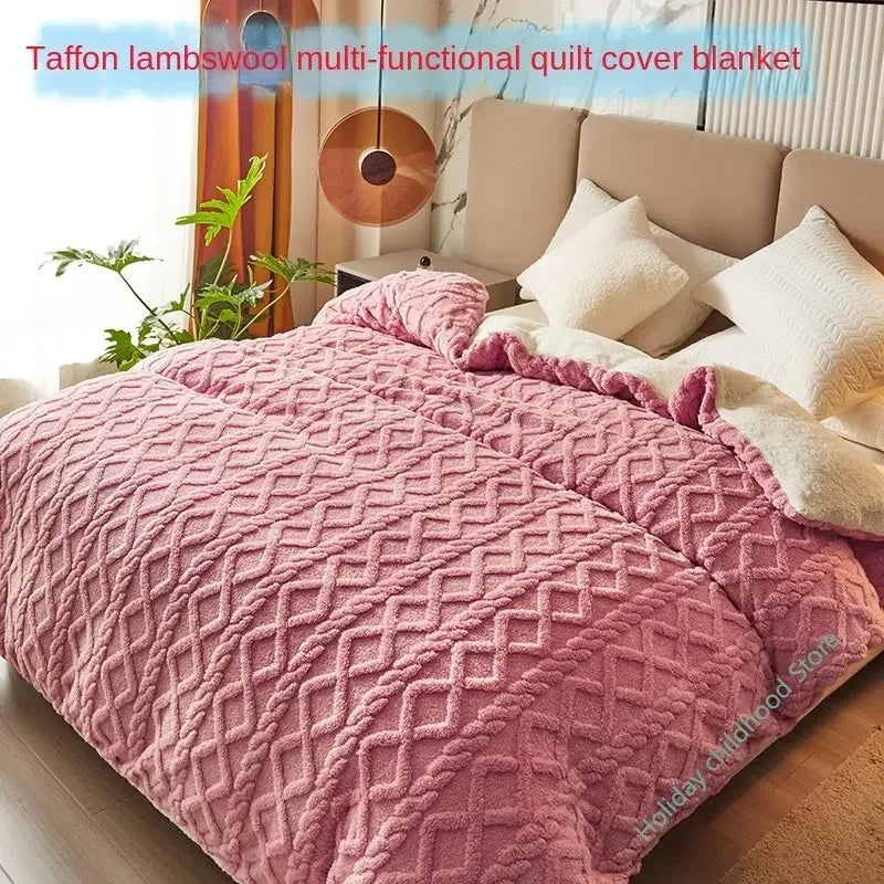 Dual Use Artificial Cashmere Duvet Cover Warm Plush Quilt Cover