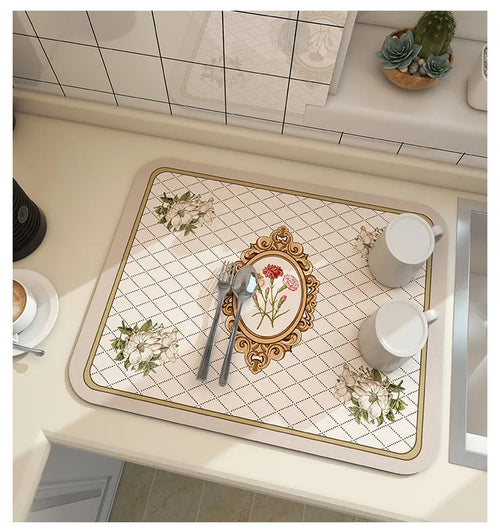 Large Kitchen Super Absorbent Diat. Dish Draining Mat