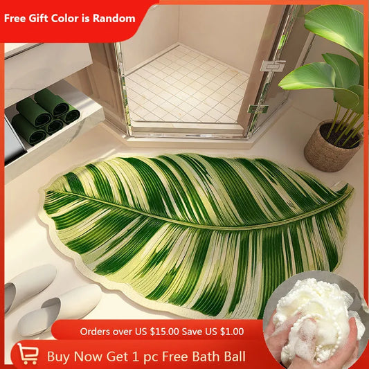 Super Absorbent Non Slip Leaf Shape Bath Mat