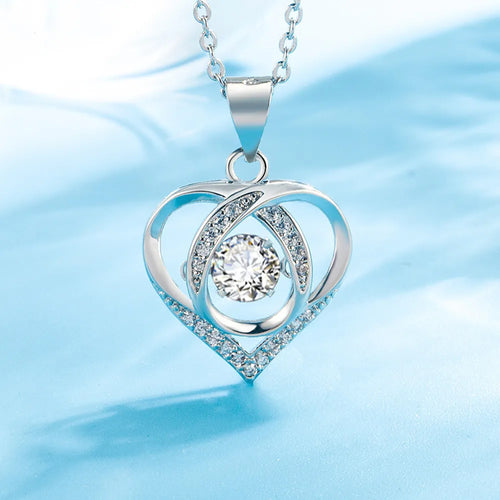 925 Sterling Silver Irregular Heart Moon Necklace