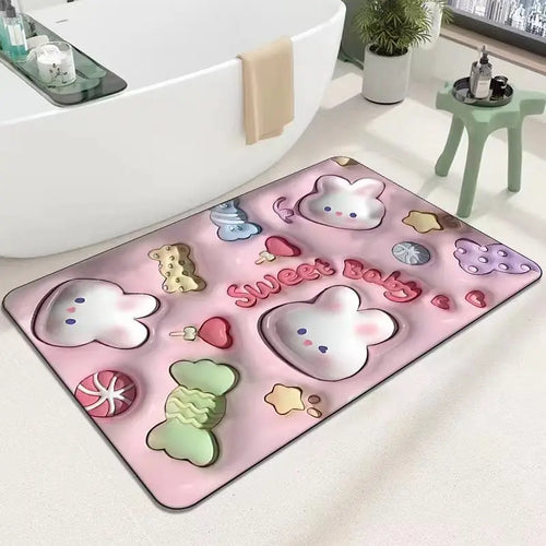 Soft Diatom Mud Carpet 3D Expansion Small Flower Floor Mat